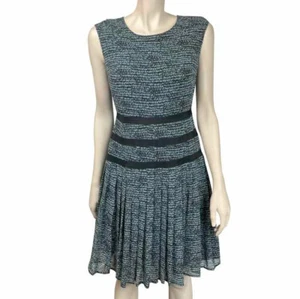 Womens Halogen 6 Petite Aqua Gray Drop Waist Dress Pleated - Imagen 1 de 6