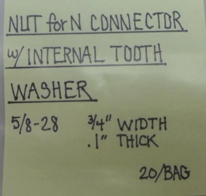 (20) Nut for N Connector w/Internal Tooth Washer 5/8-28 - Picture 1 of 5