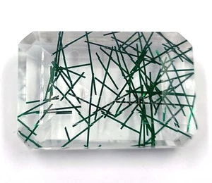 Green Rutilated Quartz 99.00 Ct Emerald Cut IGL Transparent Loose Gemstone 5JSI - Picture 1 of 8