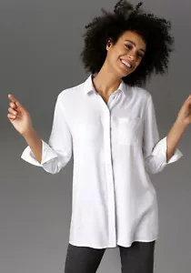 Aniston CASUAL Longbluse mit "ANISTON"-Galonstreifen im Rücken, weiß. NEU!!! - Bild 1 von 11