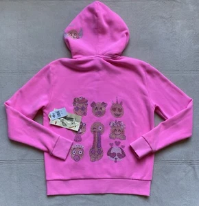 BUTTER Girls Fleece Emoji Jacket, XL 14 Hood, Cotton Candy Pink, Thumb Holes NWT - Picture 1 of 15