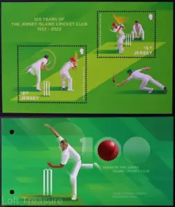 Jersey Stamps "100 Years- Jersey Cricket Club" Presentation Pack MNH 2v M/S 2022 - Picture 1 of 5