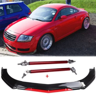 Front Bumper Lip Spoiler Splitter Body Kit + Strut Rods For Audi TT  TTS Quattro - Image 1 of 4
