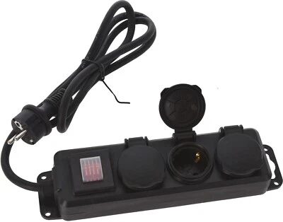 FX CONTROL Steckdosenleiste 3-fach Außenbereich Schalter Outdoor Mehrfach Steckdose IP44