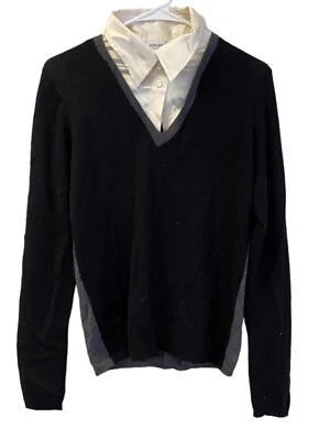 Armani Collezioni Mujer S Lana Suéter Camisa Negro Cuello en V Manga Larga Pullover Foto 1 de 4