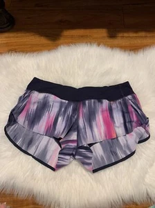 Pantalones Cortos Lululemon Talla 8 Run Speed Forrados Acuarela Mirage Índigo Profundo Para Mujer - Imagen 1 de 11