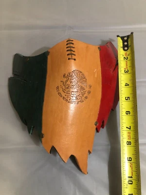 Face Leather Mask steampunk Mexico Flag Mask/ No Straps - Image 1 of 2