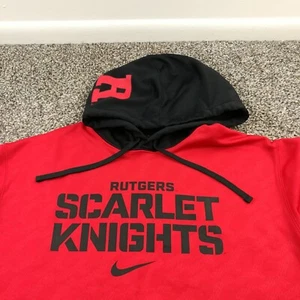 Rutgers Scarlet Knights Hoodie Nike Therma Fit Sweatshirt Center Swoosh Mens XL - Picture 1 of 11