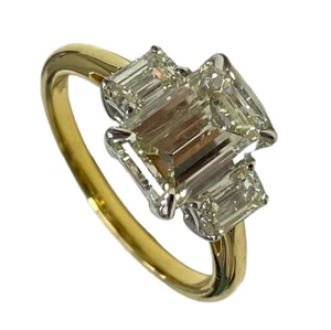 2.50cts Certified Emerald Cut Three-Stone Diamond Engagement Ring - Picture 1 of 3