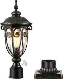VIANIS Dusk to Dawn Outdoor Post Light with Pier Mount Base Waterproof Lamp Post - Picture 1 of 9