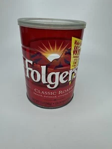 Vintage 2001 Folgers Classic Roast Ground Coffee 13oz Empty Coffee Can Tin w Lid - Picture 1 of 10