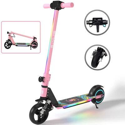 SIMATE Elektroroller Kinder Rosa LCD Faltbar Elektroscooter Für 8-12 Jahren 14KM/H 130W