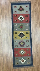 Indian Handwoven Wool and Jute Rug Kilim Rug Living Room Area Kilim Rug - Picture 1 of 9
