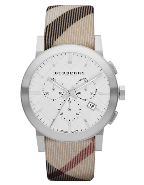 Burberry Nova Check Silver Case Wrist Watch (BU9357)