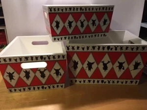 OLIVIA The Pig SET OF 3 - WOODEN STORAGE BOXES Bins NEW - Picture 1 of 1