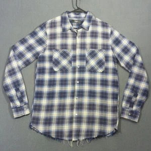 Camisa de franela Amiri para hombre L azul manga larga abotonada dobladillo deshilachado - Imagen 1 de 11