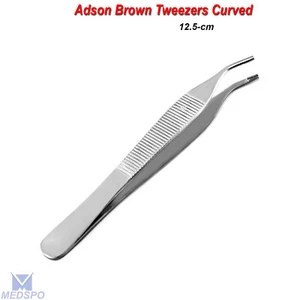 Surgical Anatomic Adson Brown Braun Tissue Forceps Curved Thumb Tweezers CE - Picture 1 of 5