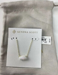Kendra Scott Ever Necklace in White Kyocera Opal Gold Pendant NEW $85
