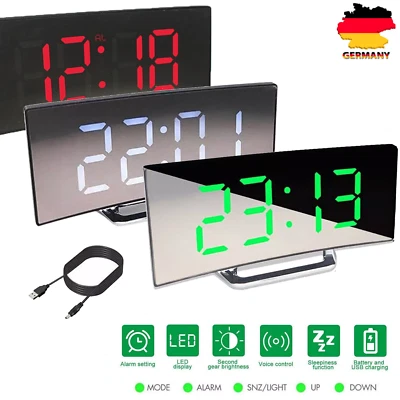 7" LED Wecker Digital Alarmwecker Temperatur Uhr Schlummerfunktion Tischuhr - Bild 1 von 4