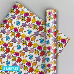Carta da imballaggio compleanno | Mr Men & Little Miss | rotolo da 2 m | confezione regalo bambini - Foto 1 di 4
