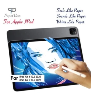 PaperVeer Matte Finish Film Anti-Glare Screen For Apple iPad Air 4/5 10.9 - Picture 1 of 10