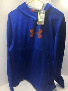 Men's Under Armour UA Coldgear Large Blue Polyester High Neck Pullover Hoodie - Picture 1 of 9