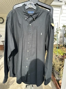 Ralph Lauren Shirt Men's XXL Black Button Down Long Sleeve Cotton white Pony - Picture 1 of 14