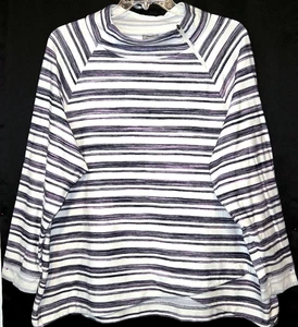 Pullover de rizo a rayas cepilladas T by Talbots cuello con cremallera lateral dobladillo cruzado talla 3X - Imagen 1 de 11