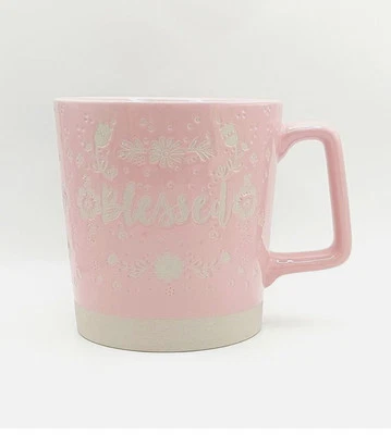 Blessed Coffee Tea Mug Cup 20 Oz Ceramic Pink Floral 10 Strawberry Street, Large - Imagem 1 de 4