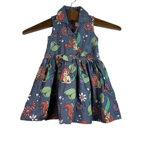 Disney Principessa Ariel Vestito Sirenetta Floreale Bambina Chambray Pattinatore Taglia 2T - Foto 1 di 6