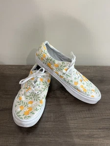 Vans Mujer Talla 10 Amarillo Lona Tenis Estampado Floral Con Cordones Parte Superior Baja Patín - Imagen 1 de 12