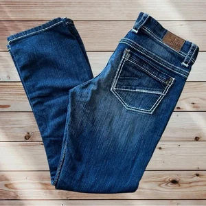 Size 32 BKE Payton Buckle Denim Bootcut Blue Jeans 32 x 31.5 - Picture 1 of 9