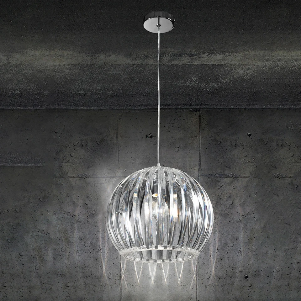 Lampadario In Metallo Contemporaneo Slice Cromo Trasparente 1 Luce E27 Piccolo - Immagine 1 di 1