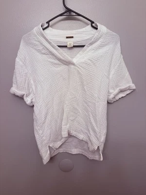 Blusa Top Magaschoni Mujer Mediana 100% Algodón Orgánico Blanco Gasa Manga Corta Foto 1 de 4