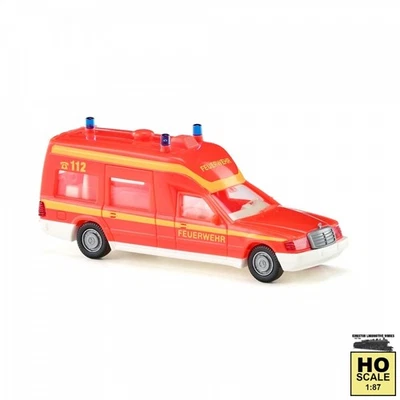 Wiking 060701 HO 1:87 1984-97 Fire Brigade - Ambulance (MB Binz) - Red Fluoresce - Image 1 of 4