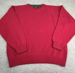 Vintage Eddie Bauer Men’s Large Crewneck Sweater Red Knit Cotton Fisherman USA - Picture 1 of 9