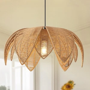 Hand Woven Rattan Chandelier, Boho Pendant Light 19.68 inches Wicker Light Fi... - Picture 1 of 7