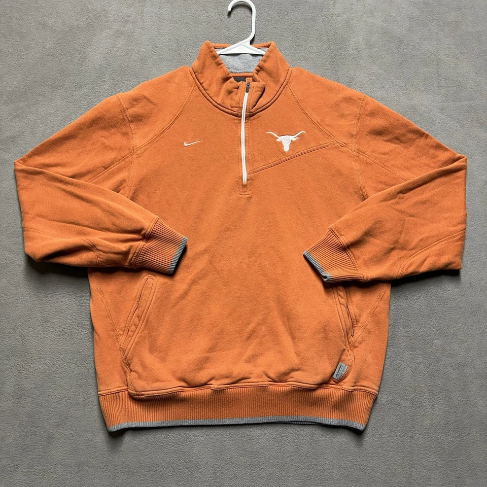 Moletom Texas Longhorns masculino grande Nike NCAA quarto zíper pulôver futebol - Imagem 1 de 4