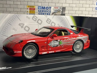 1:18 *BOXED* FAST AND FURIOUS 1995 MAZDA RX-7 (Doms) Red  *RARE* Model! - Image 1 of 4