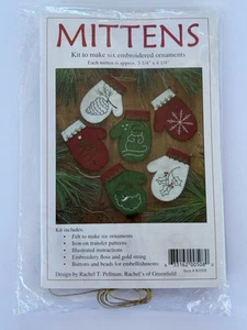 Rachel's Of Greenfield "Mittens" K0508 Embroidered Felt Ornaments Kit of 6  - Picture 1 of 3