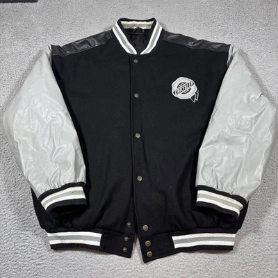 Chaqueta de bombardero universitario CHRYSLER vintage XL mezcla de lana negra/gris de gran tamaño Foto 1 de 4