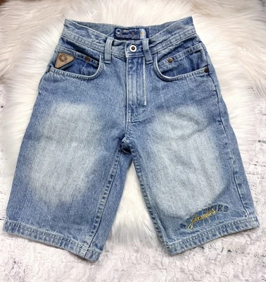 Vintage Boys Akademics Jean Crew Shorts Embroidery Designs 90s Y2K 4T Med Wash - Image 1 of 4