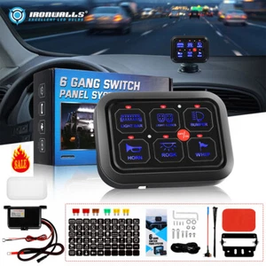 Panel de Interruptor de Control de Encendido y Apagado Universal 6 Velocidades + Cubierta para Coches Barcos Luz Azul - Imagen 1 de 12