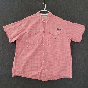 Columbia PFG Shirt Mens Extra Large Red Button Down Super Bonehead Check Vented - Picture 1 of 16