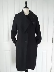 Womens MADE IN ITALY Quirky Asymmetrical Langenlook Black coat fit uk 12 14 16 - Picture 1 of 16