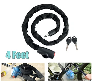 Heavy Duty Motorcycle Bike Bicycle Chain Lock Anti-theft Padlock Security W/ Key - Picture 1 of 12