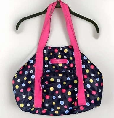 Bolso de Mano Tommy Hilfiger Embalable Estampado Completo Negro Rosa A Presión Puntos Múltiples Formas Foto 1 de 4