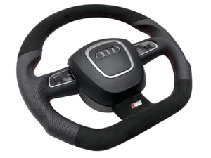 Tuning Lenkrad Leder Alcantara Multifunktion AUDi A4 B8 8K ABGEFLACHT Airbag - Bild 1 von 10