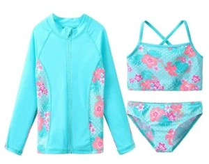 ZNYUNE - Bañador de 3 piezas para niñas (UPF 50 + UV, chaqueta de surf + bikini - Picture 1 of 4
