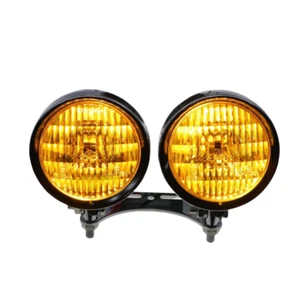 Amber Bottom Mount Dual Metal Headlight Cruiser Chopper Vintage Retro Custom CB - Picture 1 of 6